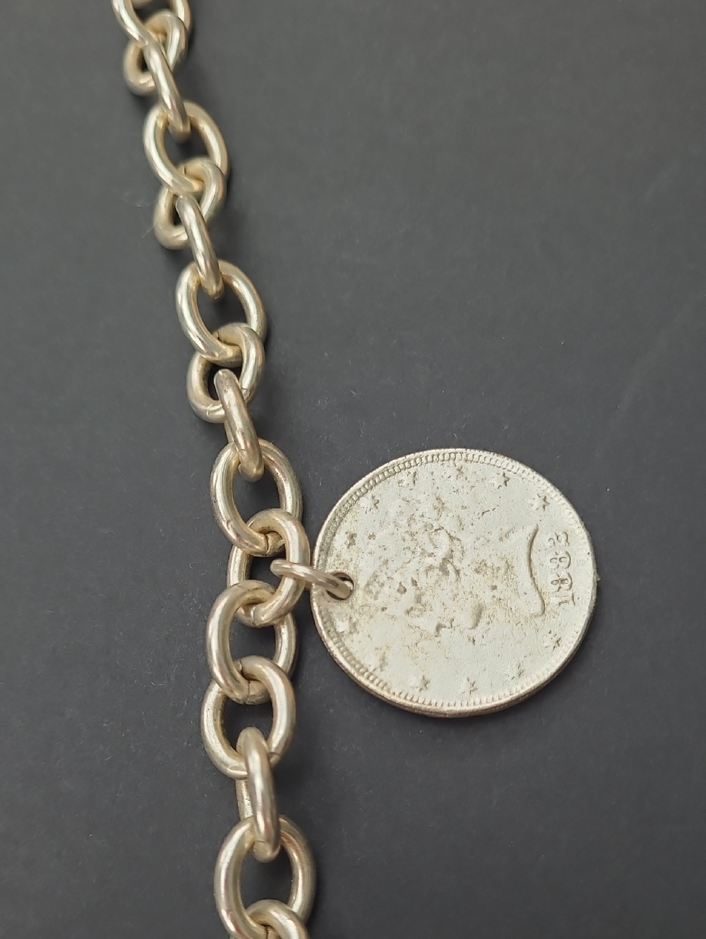 Yochi Silver-Tone Coin Charm Necklace with Dangling Medallions - Picture 4 of 9